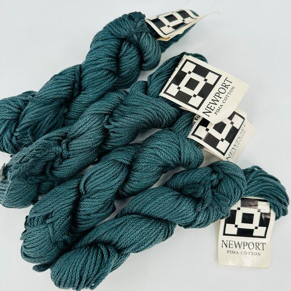 4 Classic Elite Yarns NEWPORT 100% Mercerized PIMA Cotton Blue Green #2007 - Picture 2 of 6